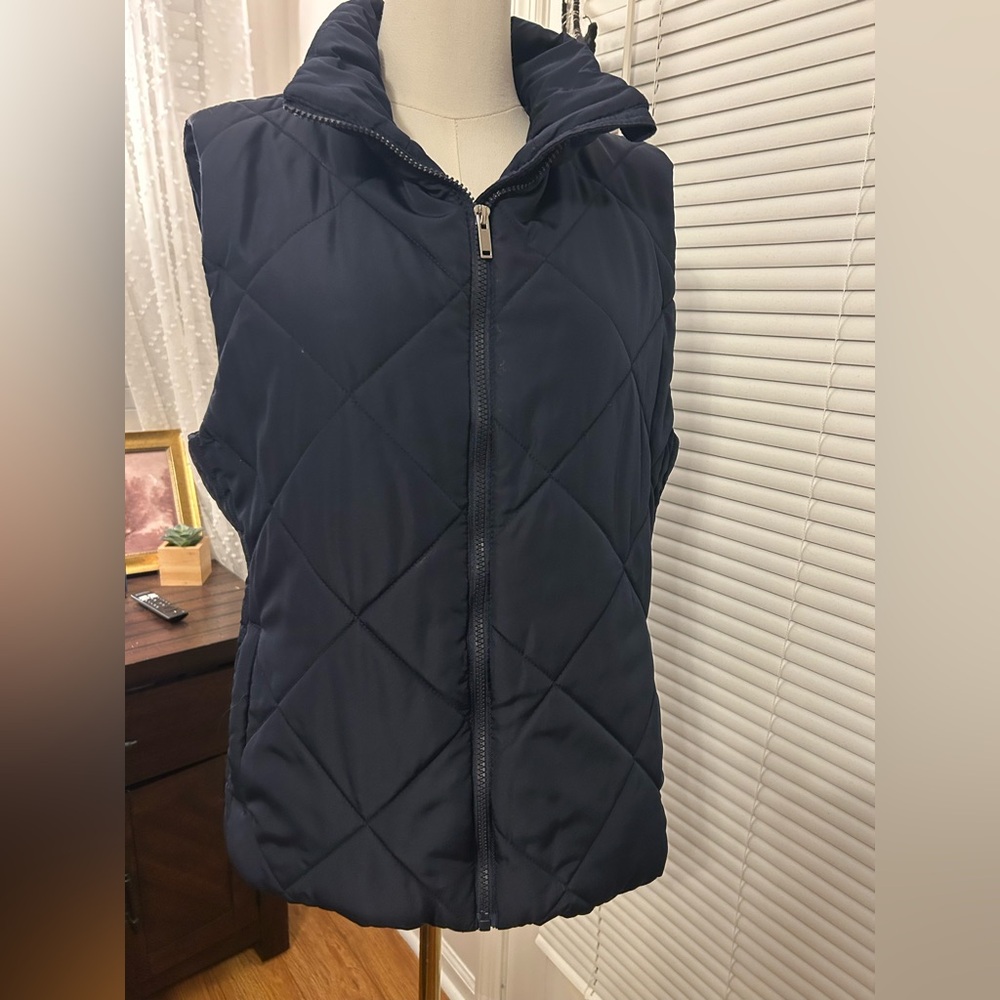 New York & Company Navy Blue Quilted Puffer Vest Size XL